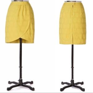 Anthropologie Floral Jacquard Skirt - summer yellow